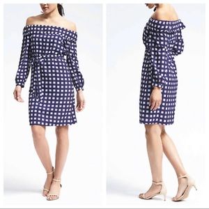 Banana Republic Blue White Checkered Dress